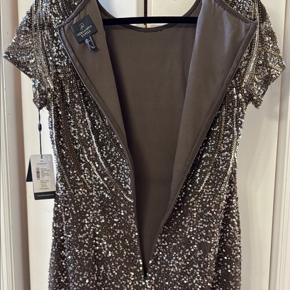 Adrianna Papell Brown Gold Sequin Sheath Dress - Picture 12 of 12